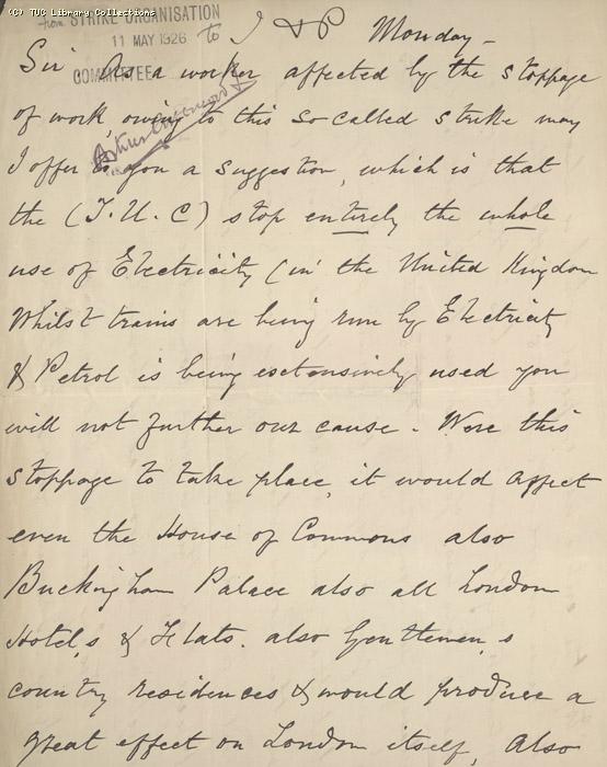 Letter - A Worker, 11 May 1926