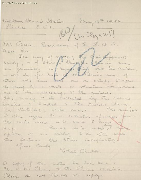 Letter - Chubbs, 9 May 1926