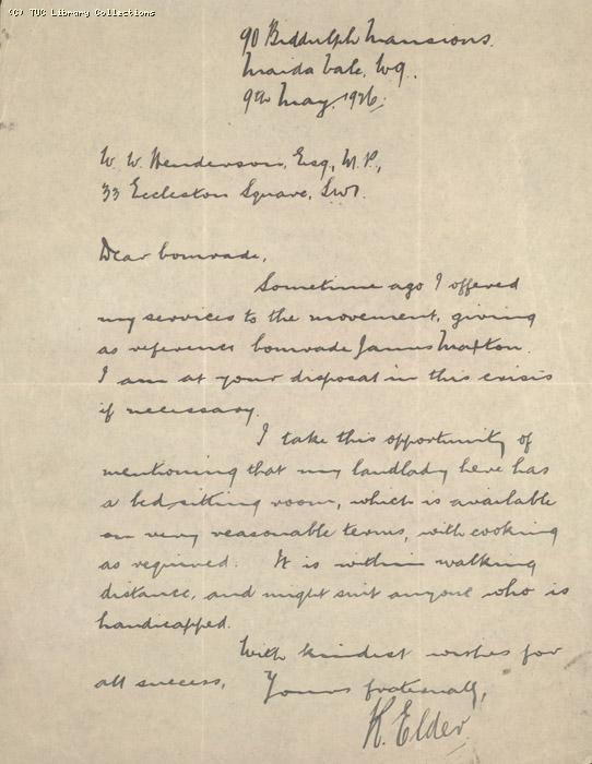 Letter - Elder, 9 May 1926