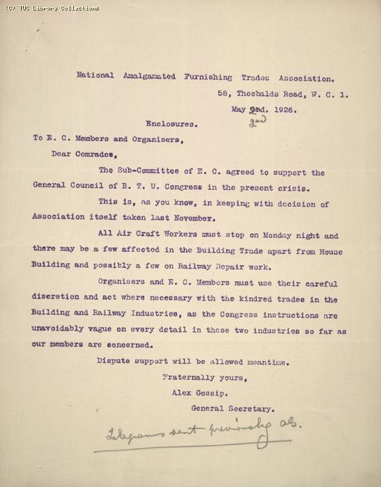 Circular - NAFTA, 2 May 1926