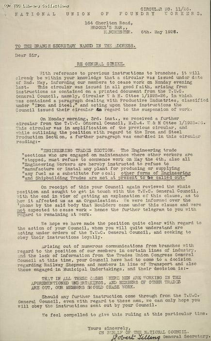 Circular - no.11/26, NUFW,   6 May 1926