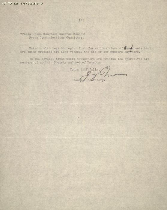 Letter - Nat. Soc operative printers & assistants, 6 May 1926