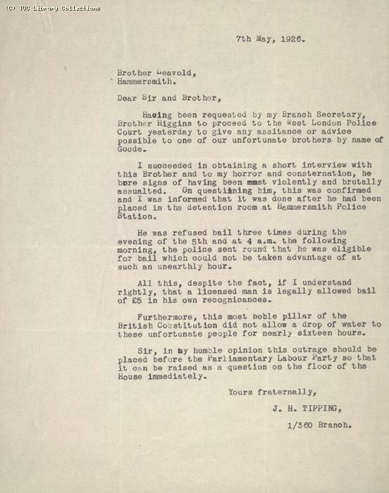 Letter - from Tipping, 7 May 1926