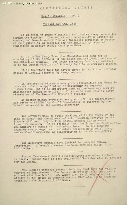 Bulletin - UPW, no.1, 4 May 1926