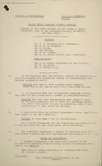 Minutes - P& OC,  3 May 1925 -26 MD 20