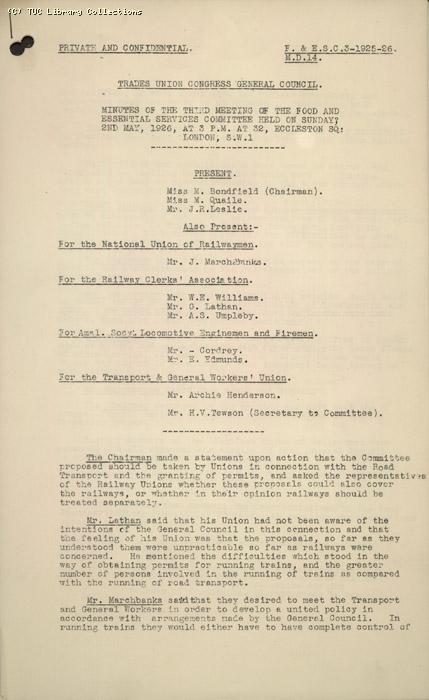 Minutes - F & ESC 3, 2 May 1926,  MD 14