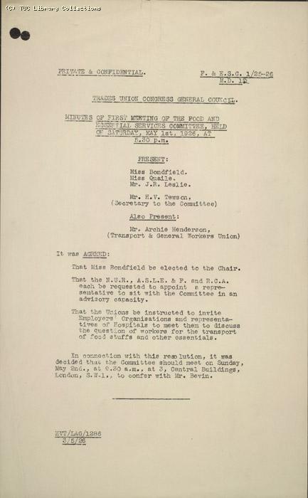 Minutes - F & ESC 1,  1 May 1926  MD 12