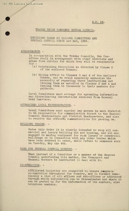 M.D. 25 & 29 , Decisions 1-4 May 1926