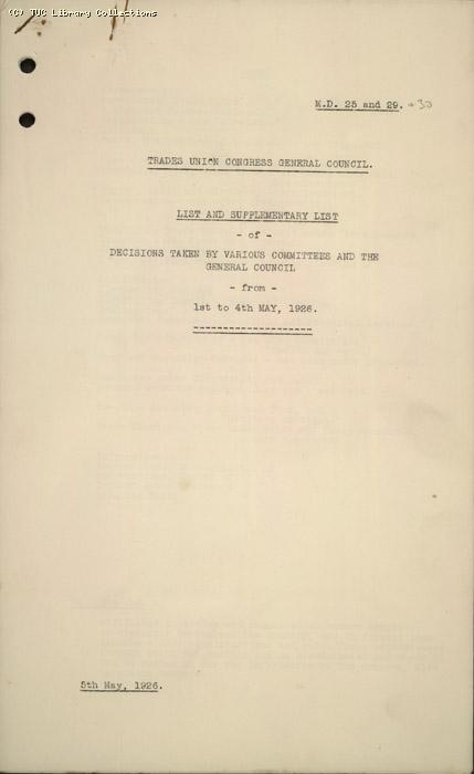M.D. 25 & 29 , Decisions 1-4 May 1926