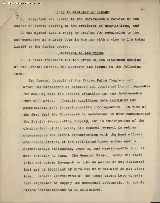 Minutes - 1st Meeting of the  Publicity & Communications Ctte  1 May 1926