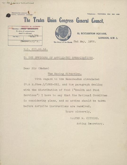 Circular - M.D. 16, 2 May 1926