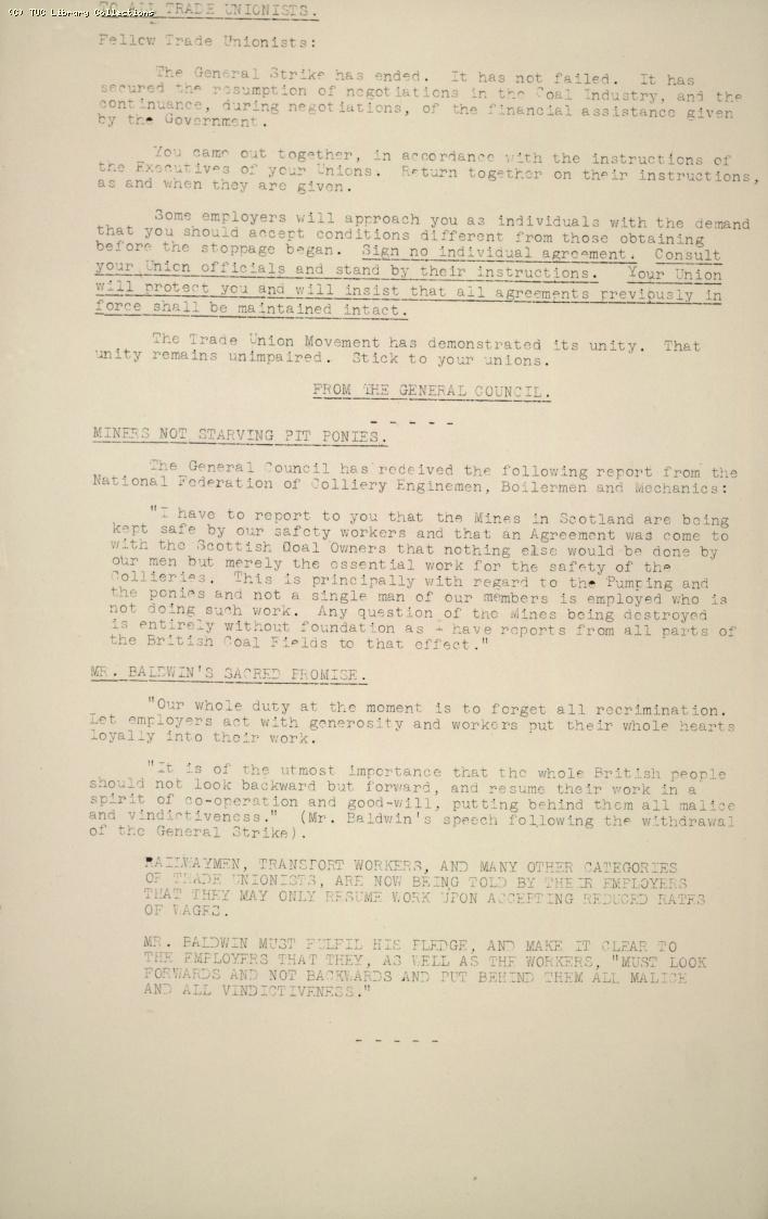 TUC Official Bulletin, 11, 14 May 1926
