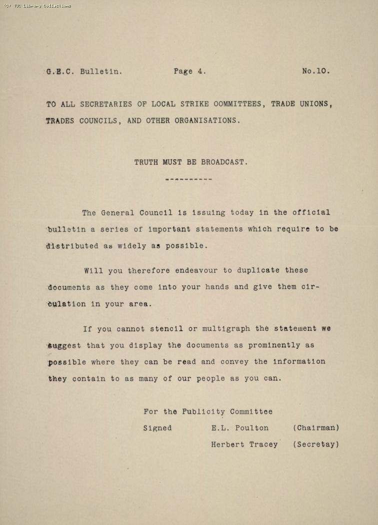 TUC Official Bulletin, 10, 13 May 1926