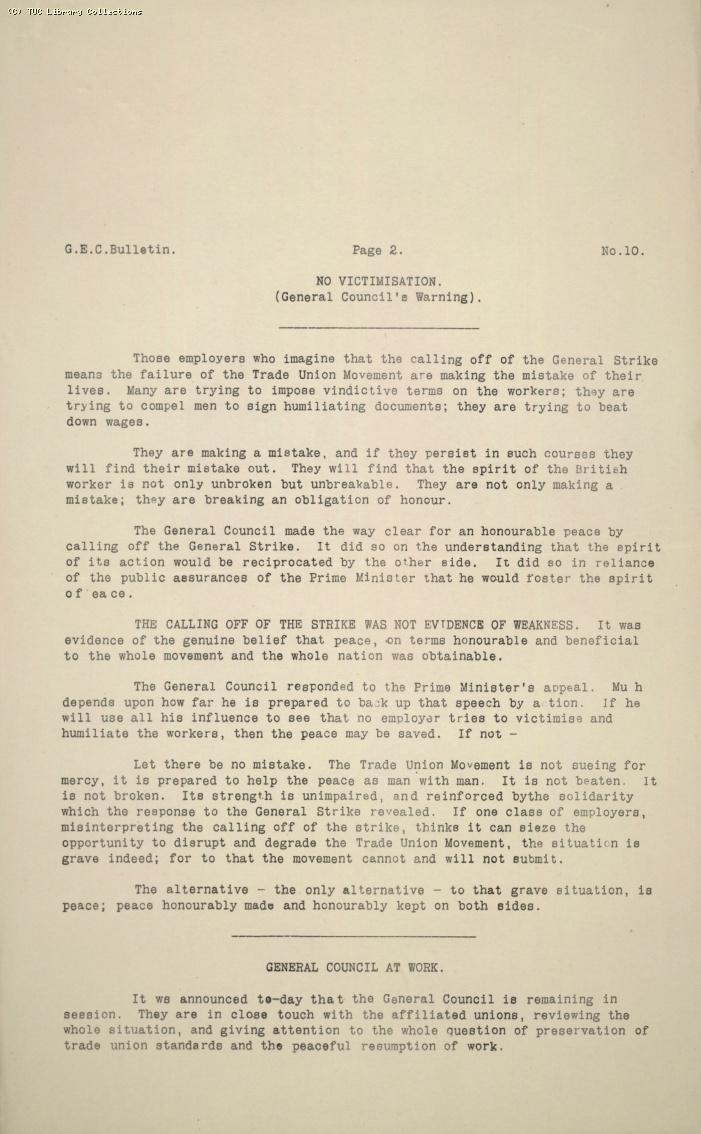 TUC Official Bulletin, 10, 13 May 1926
