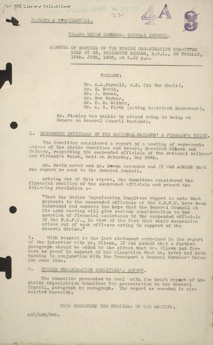 Minutes - TUC/Soc, 15 June 1926