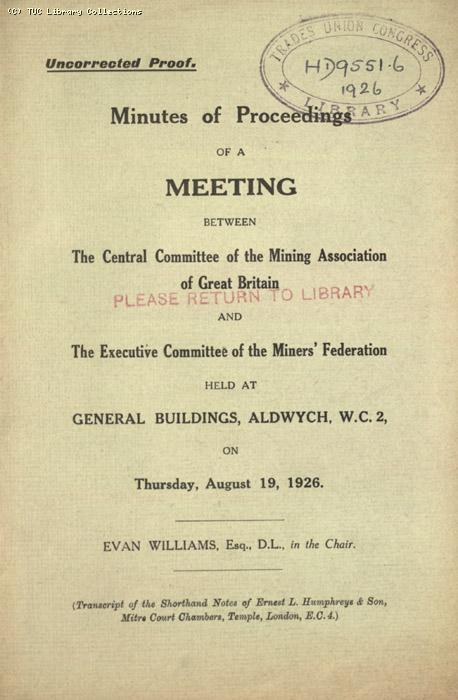 Minutes - Proc . Meeting 19 August 1926