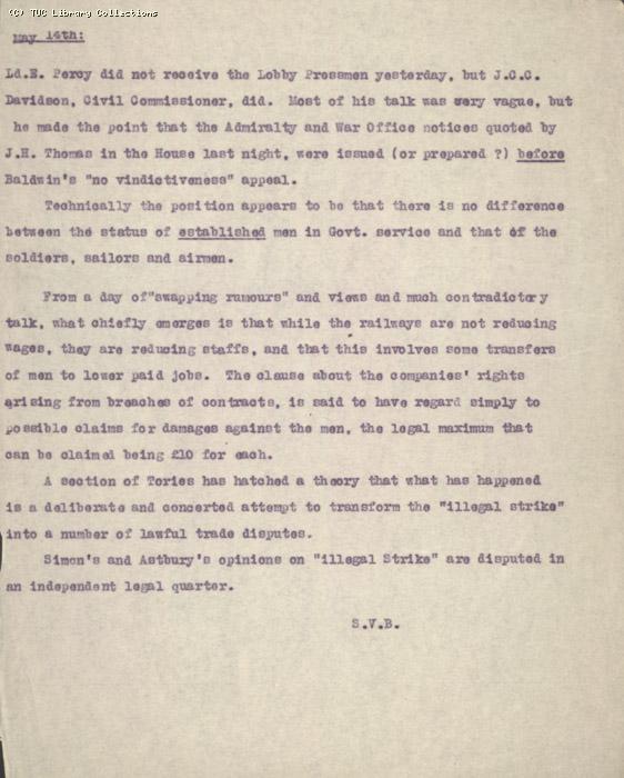 Note - SVB, 14 May 1926