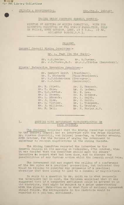 Minutes -Ctte.1, 29 October 1926
