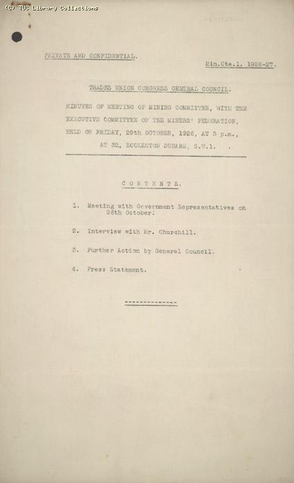 Minutes -Ctte.1, 29 October 1926