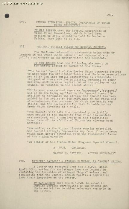 Minutes - TUC General Council, 12, 18 May 1926