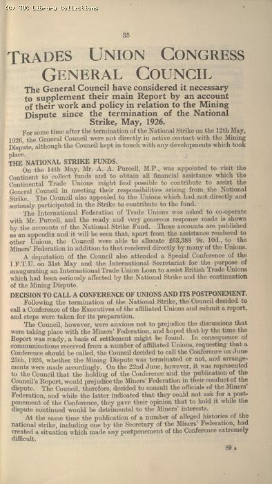 Miners Dispute, Strike/NC 10/1