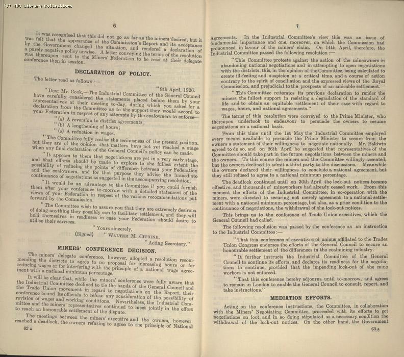 Miners Dispute, Strike/NC 10/1