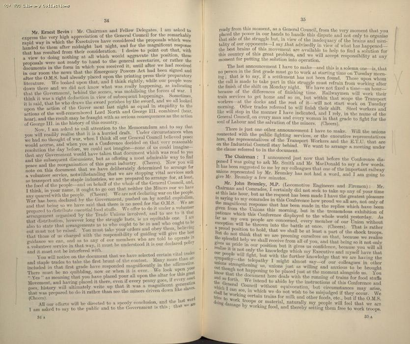 Mining Crisis and National Strike, 1925-1926 - The Mining Situation, special conference 29 April - 1 May 1926