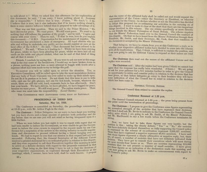 Mining Crisis and National Strike, 1925-1926 - The Mining Situation, special conference 29 April - 1 May 1926