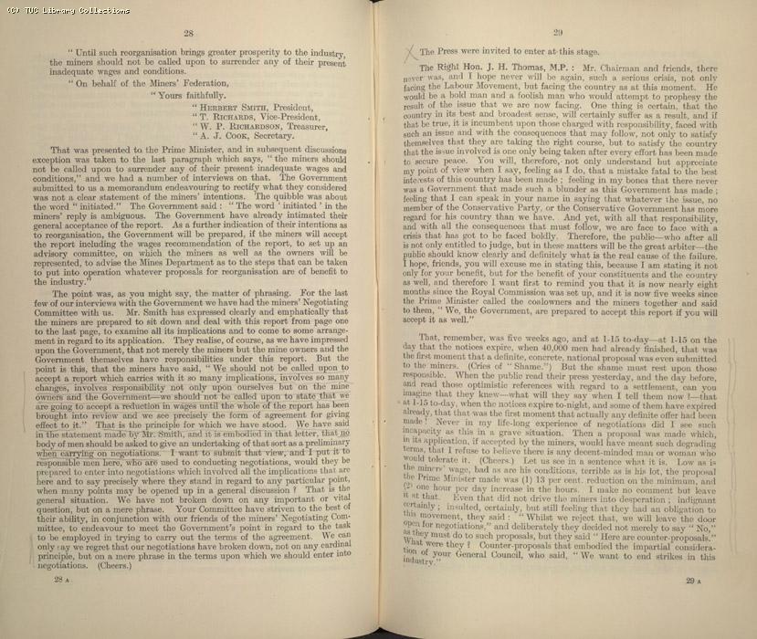 Mining Crisis and National Strike, 1925-1926 - The Mining Situation, special conference 29 April - 1 May 1926