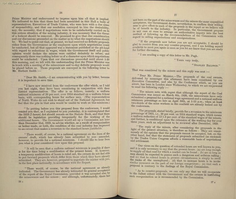 Mining Crisis and National Strike, 1925-1926 - The Mining Situation, special conference 29 April - 1 May 1926