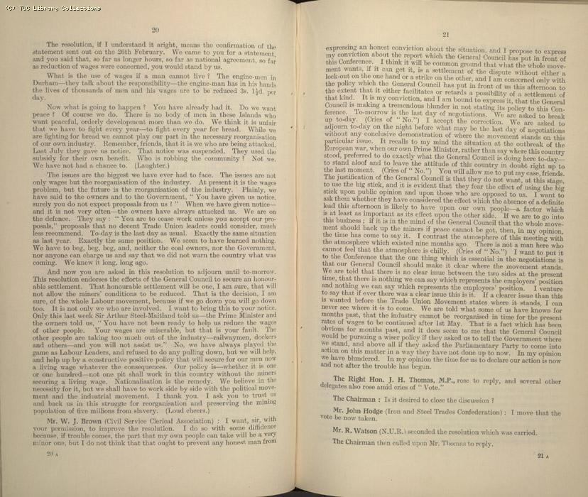 Mining Crisis and National Strike, 1925-1926 - The Mining Situation, special conference 29 April - 1 May 1926