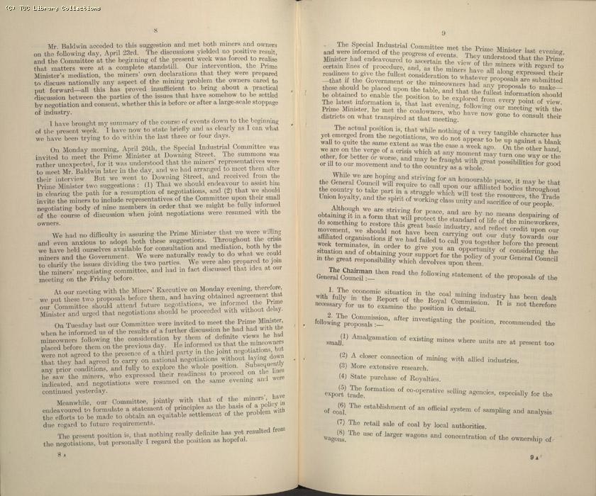 Mining Crisis and National Strike, 1925-1926 - The Mining Situation, special conference 29 April - 1 May 1926