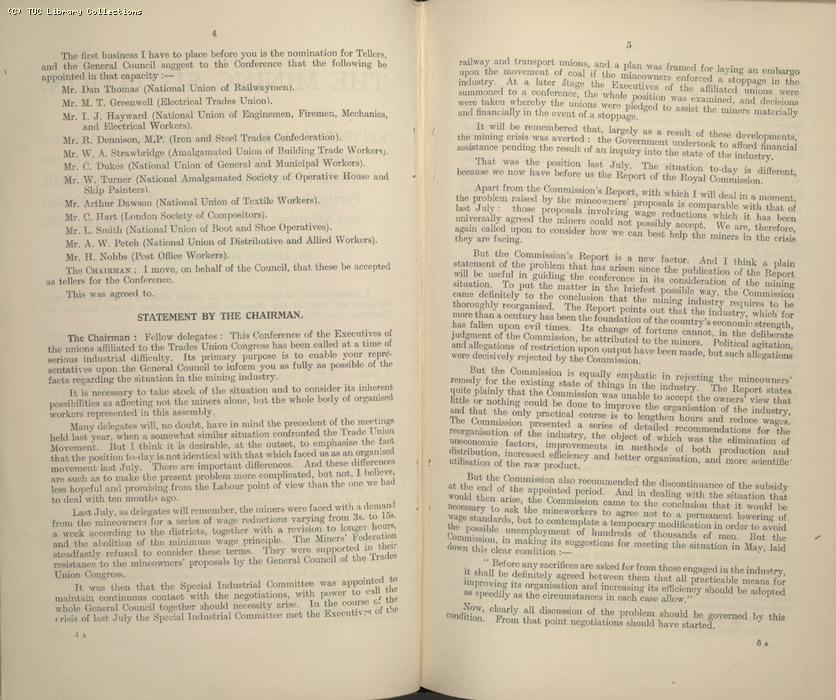 Mining Crisis and National Strike, 1925-1926 - The Mining Situation, special conference 29 April - 1 May 1926