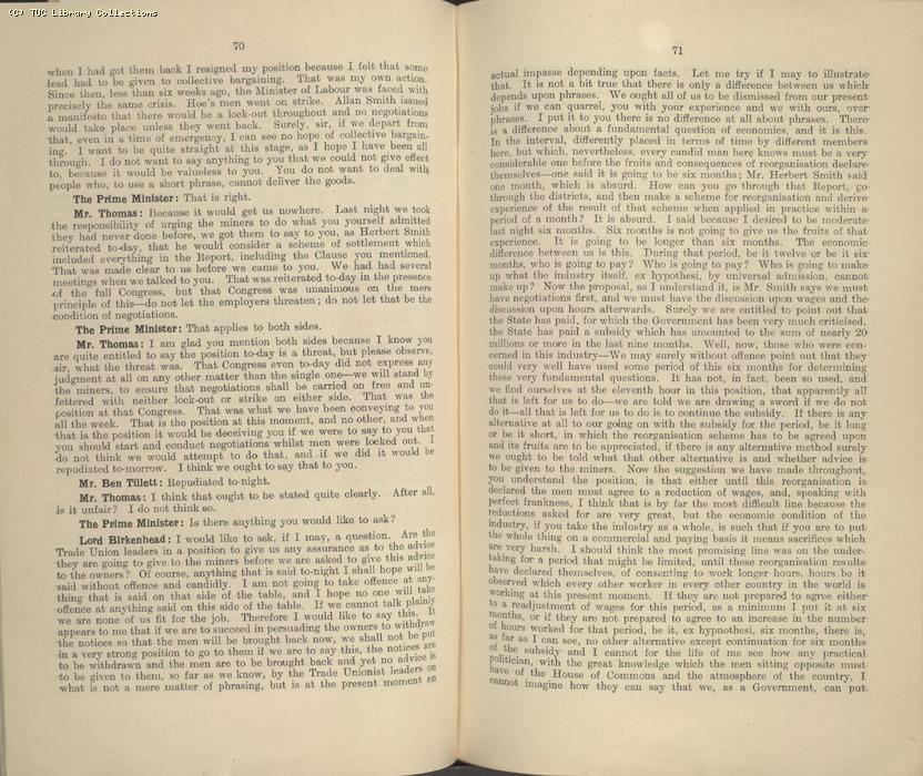 Mining Crisis and National Strike,1925/26 - Report of a meeting between the Prime Minister the Mining Assoc and Miners Federation, 23 April 1926