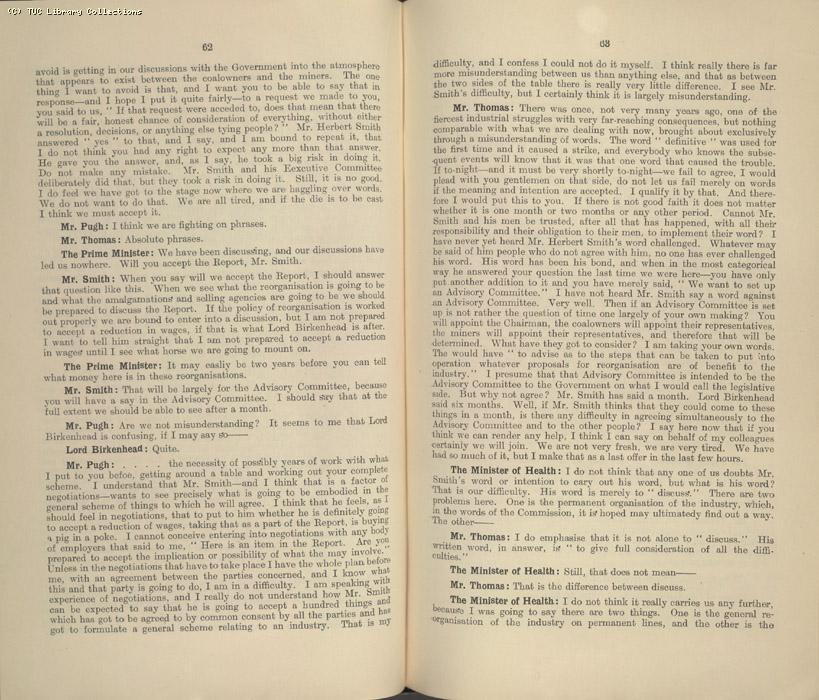 Mining Crisis and National Strike,1925/26 - Report of a meeting between the Prime Minister the Mining Assoc and Miners Federation, 23 April 1926