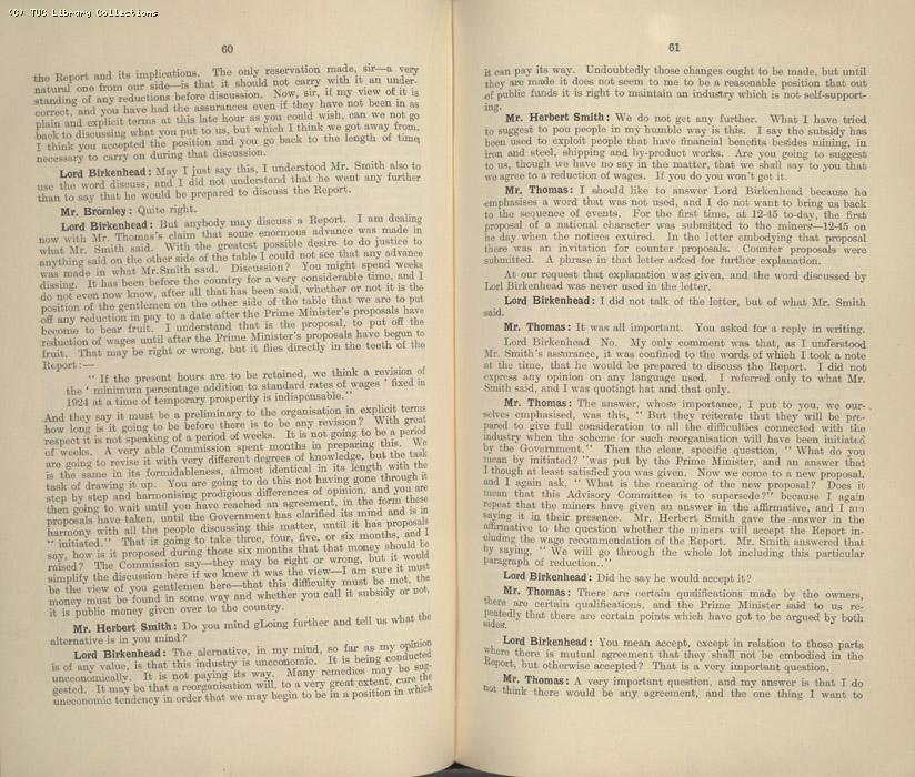 Mining Crisis and National Strike,1925/26 - Report of a meeting between the Prime Minister the Mining Assoc and Miners Federation, 23 April 1926