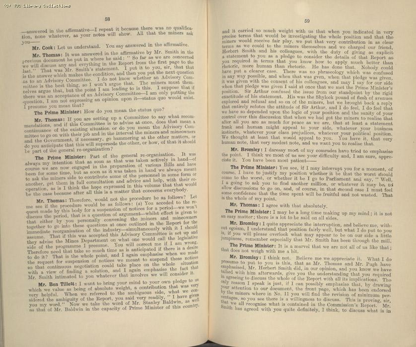 Mining Crisis and National Strike,1925/26 - Report of a meeting between the Prime Minister the Mining Assoc and Miners Federation, 23 April 1926