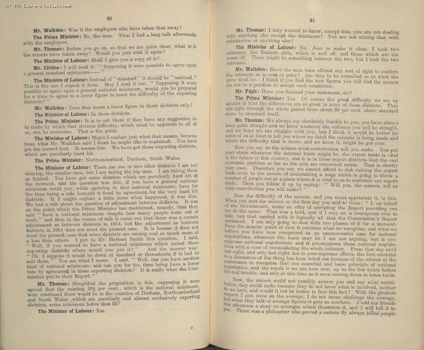 Mining Crisis and National Strike,1925/26 - Report of a meeting between the Prime Minister the Mining Assoc and Miners Federation, 23 April 1926
