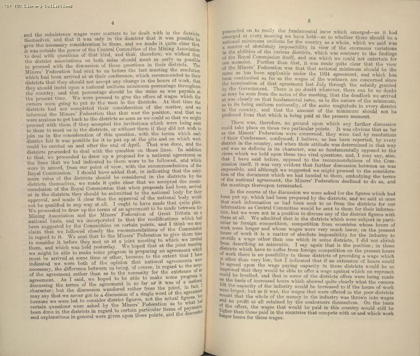 Mining Crisis and National Strike,1925/26 - Report of a meeting between the Prime Minister the Mining Assoc and Miners Federation, 23 April 1926