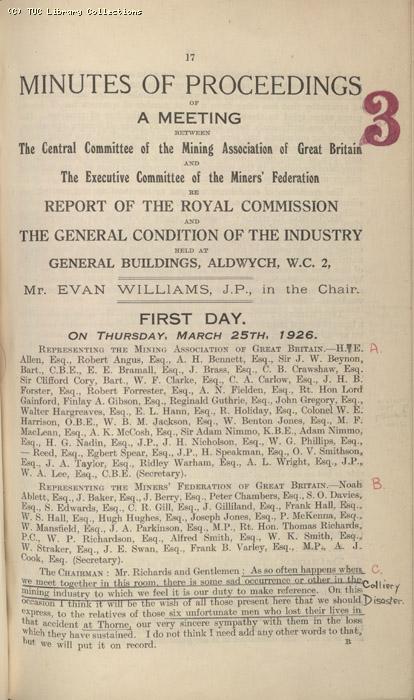 Mining Crisis and National Strike,1925/26 - MFGB Minutes 11 March to 1 April 1926