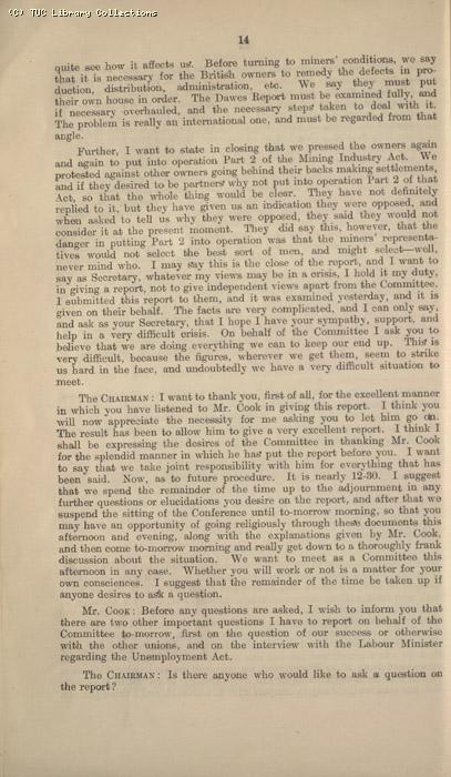 Mining Crisis and National Strike,1925/26 - Miners Federation of GB conference, 20 May 1925