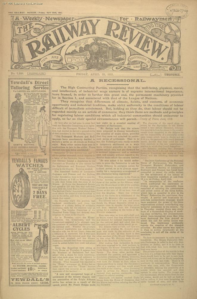 The Railway Review, 22 April, 1921