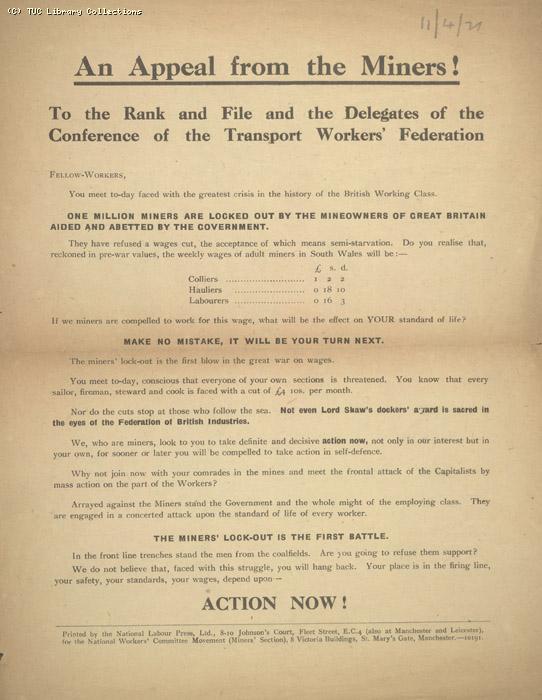 An Appeal from the miners!