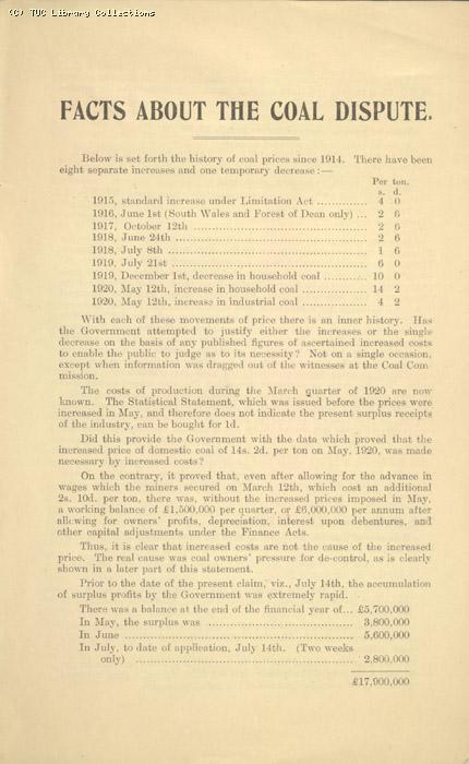 Facts about the coal dispute, 1920