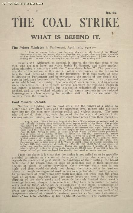 Leaflet - The Coal Strike and what is behind it