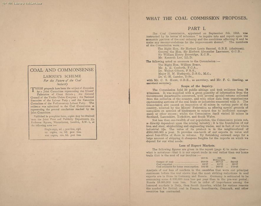 What the Coal Commission Proposes March 1926