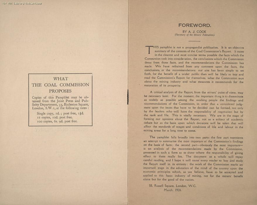 What the Coal Commission Proposes March 1926