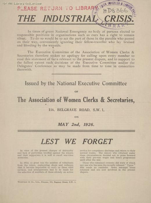 The Industrial Crisis 2 May 1926