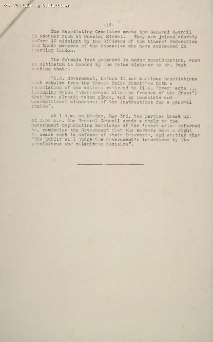 Diary of negotiations 10 March - 3 May 1926