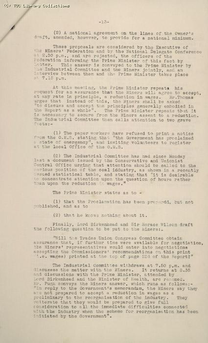 Diary of negotiations 10 March - 3 May 1926